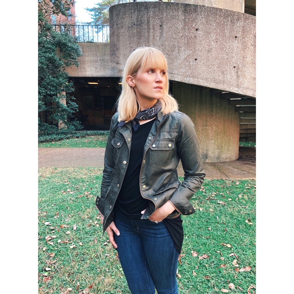 J.Crew “The downtown field jacket” in Mossy Brown (dark green)